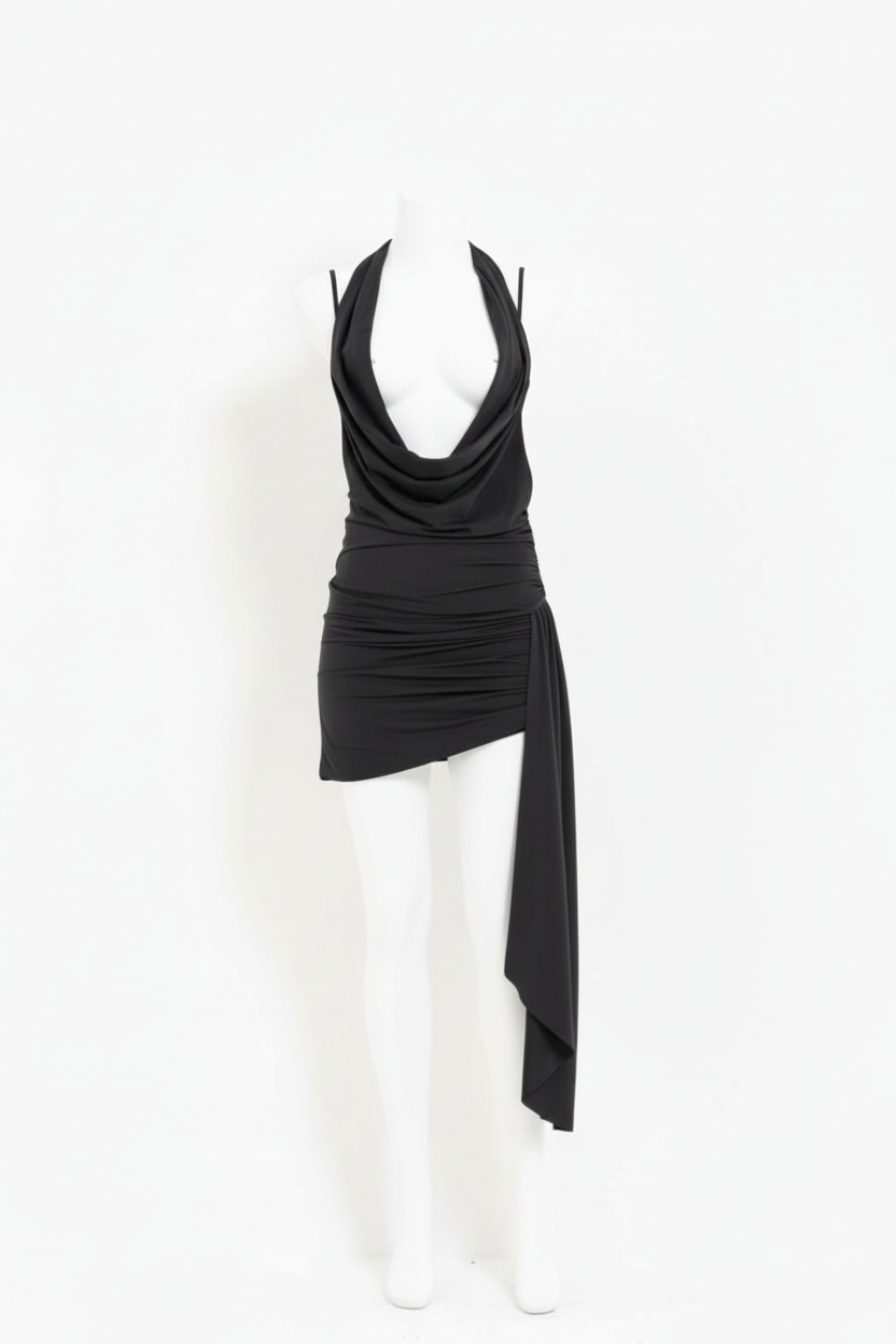 Cowl Neck Dress with Built-In Bustier – Party & Clubwear-59130