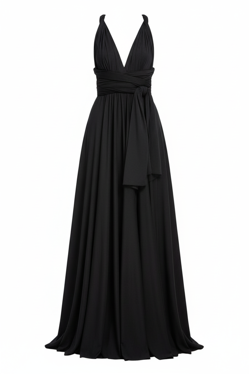 V-Neck Pleated Sleeveless Maxi Dress – 55601
