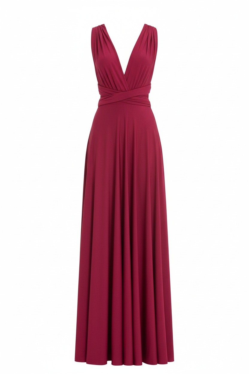 V-Neck Pleated Sleeveless Maxi Dress – 55601