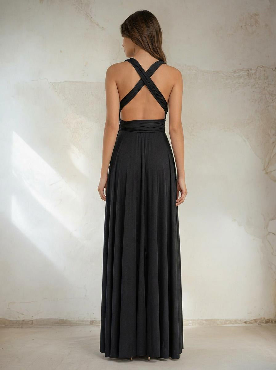 V-Neck Pleated Sleeveless Maxi Dress – 55601