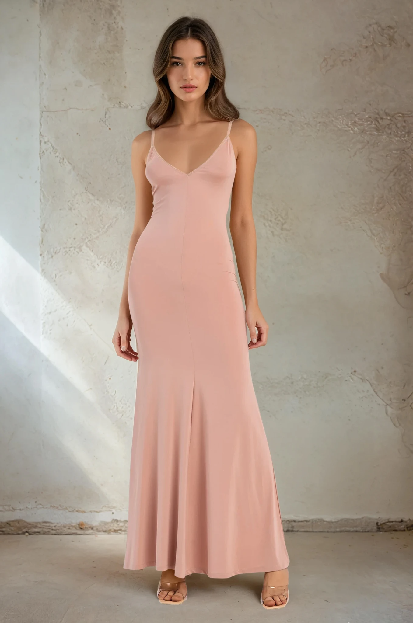 V-Neck Strappy Maxi Dress - 54125