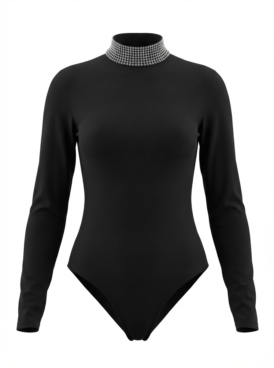 High Neck Long Sleeve Bodysuit - 27797