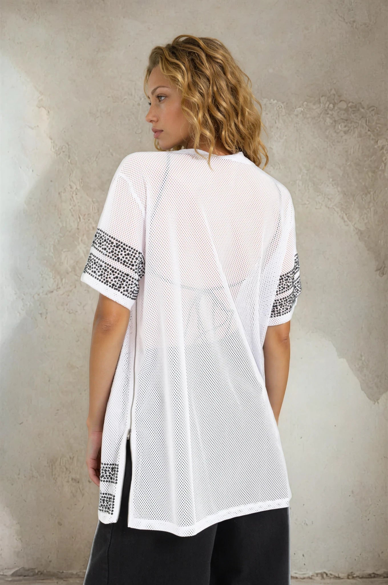 Embellished Loose Fit Tulle Blouse - 26653