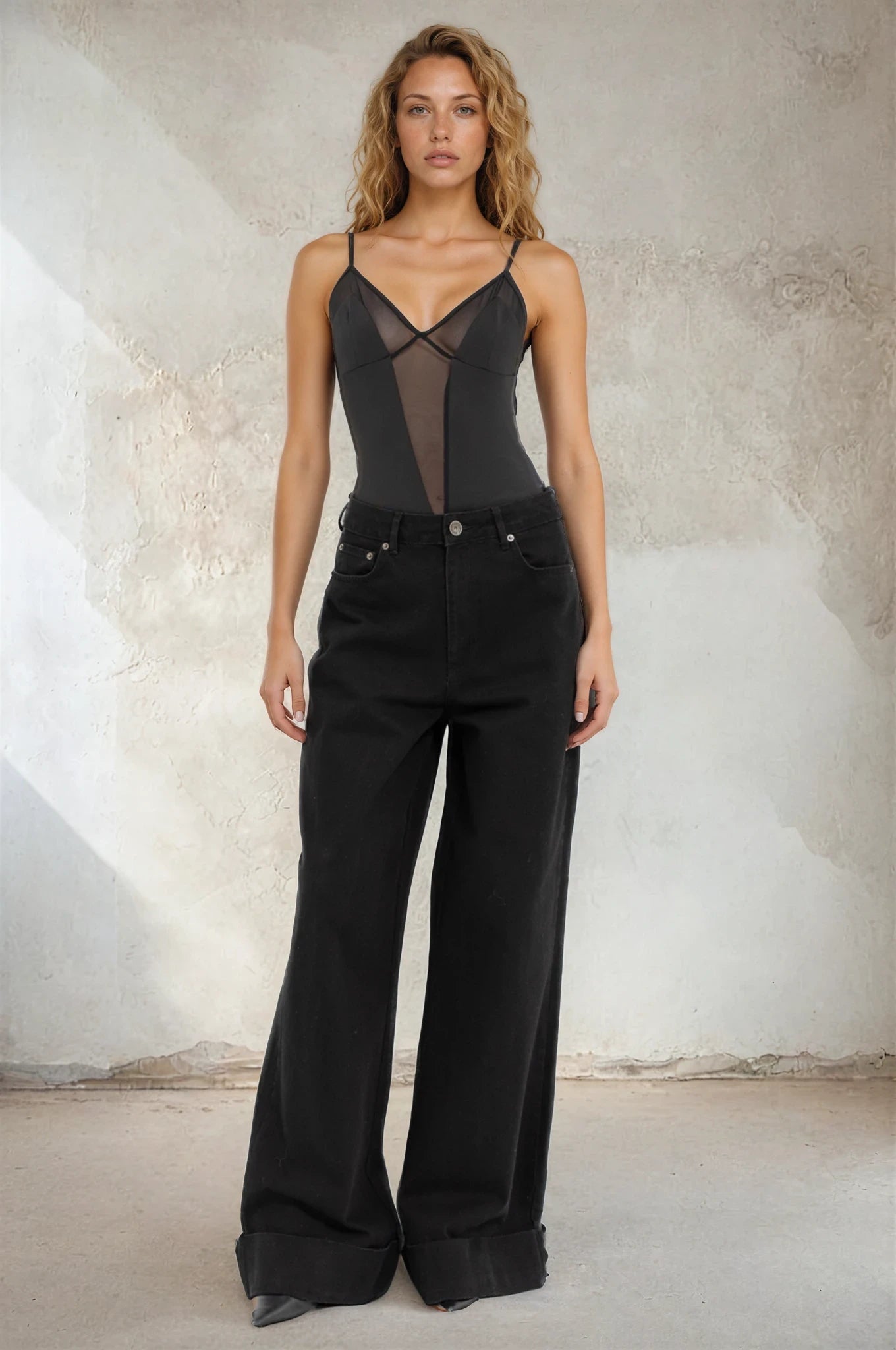 Sheer Detail Snap Bodysuit - 103562