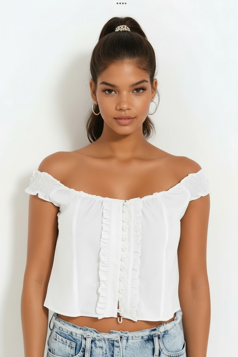 Boat Neck Poplin Blouse - 103177