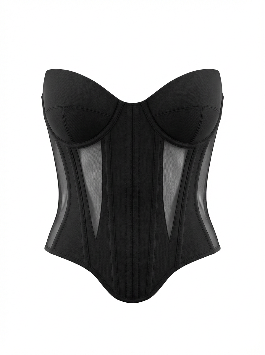 Boned Strapless Tulle Bustier – 102583