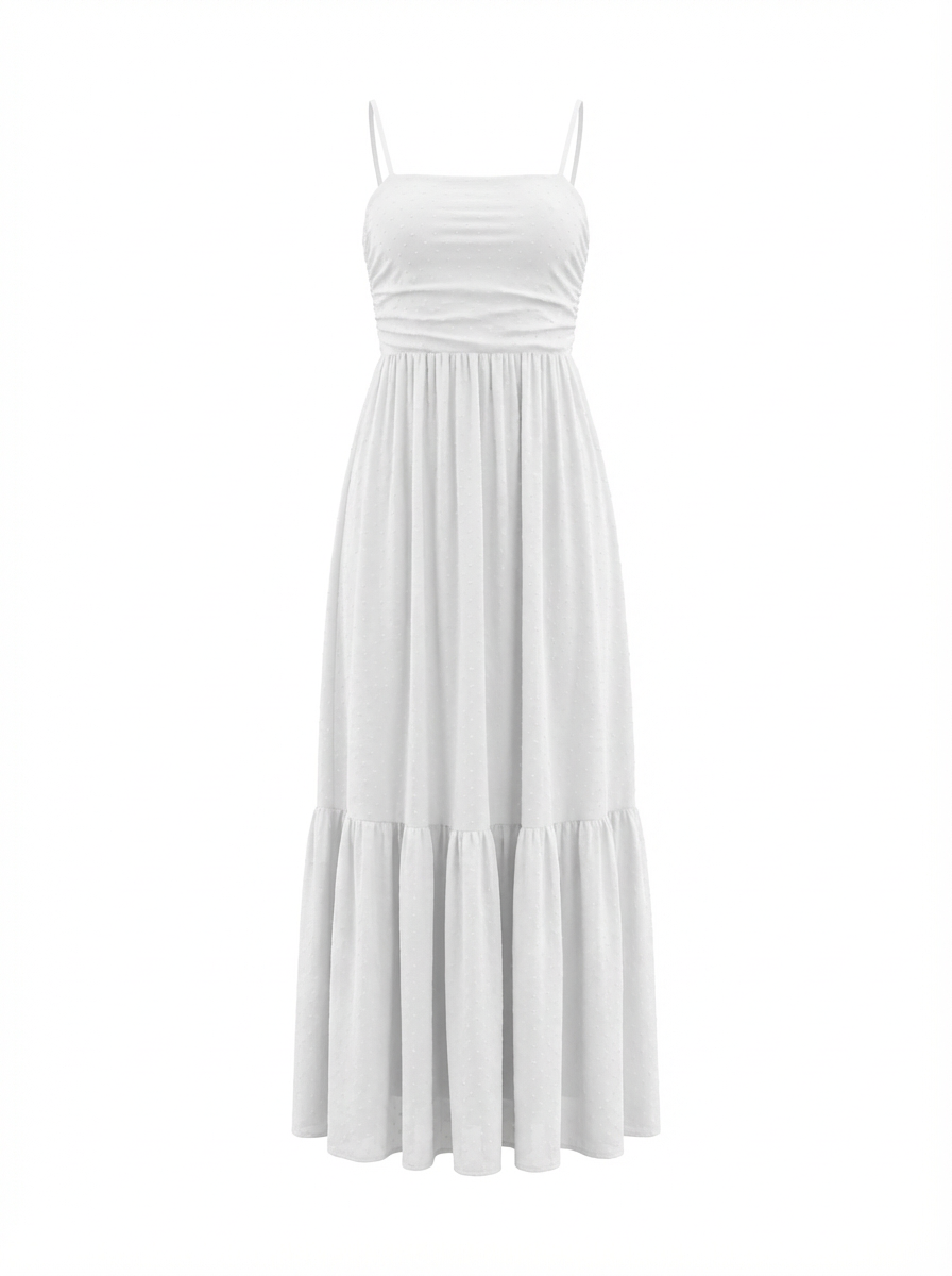 Adjustable Strap Lined Long Dress-59656