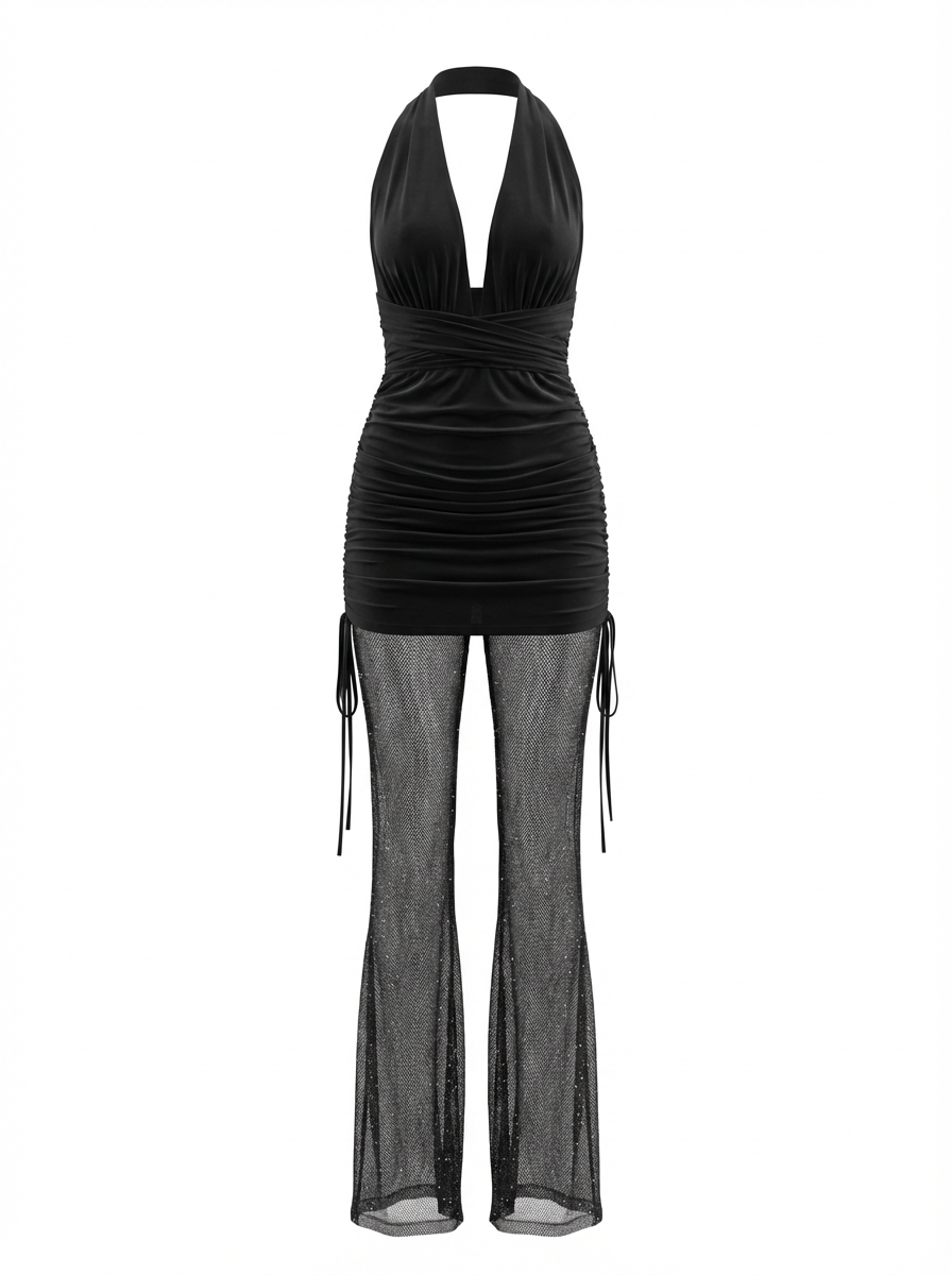 Rhinestone Detail Convertible Jumpsuit Dress – Party & Clubwear-59499