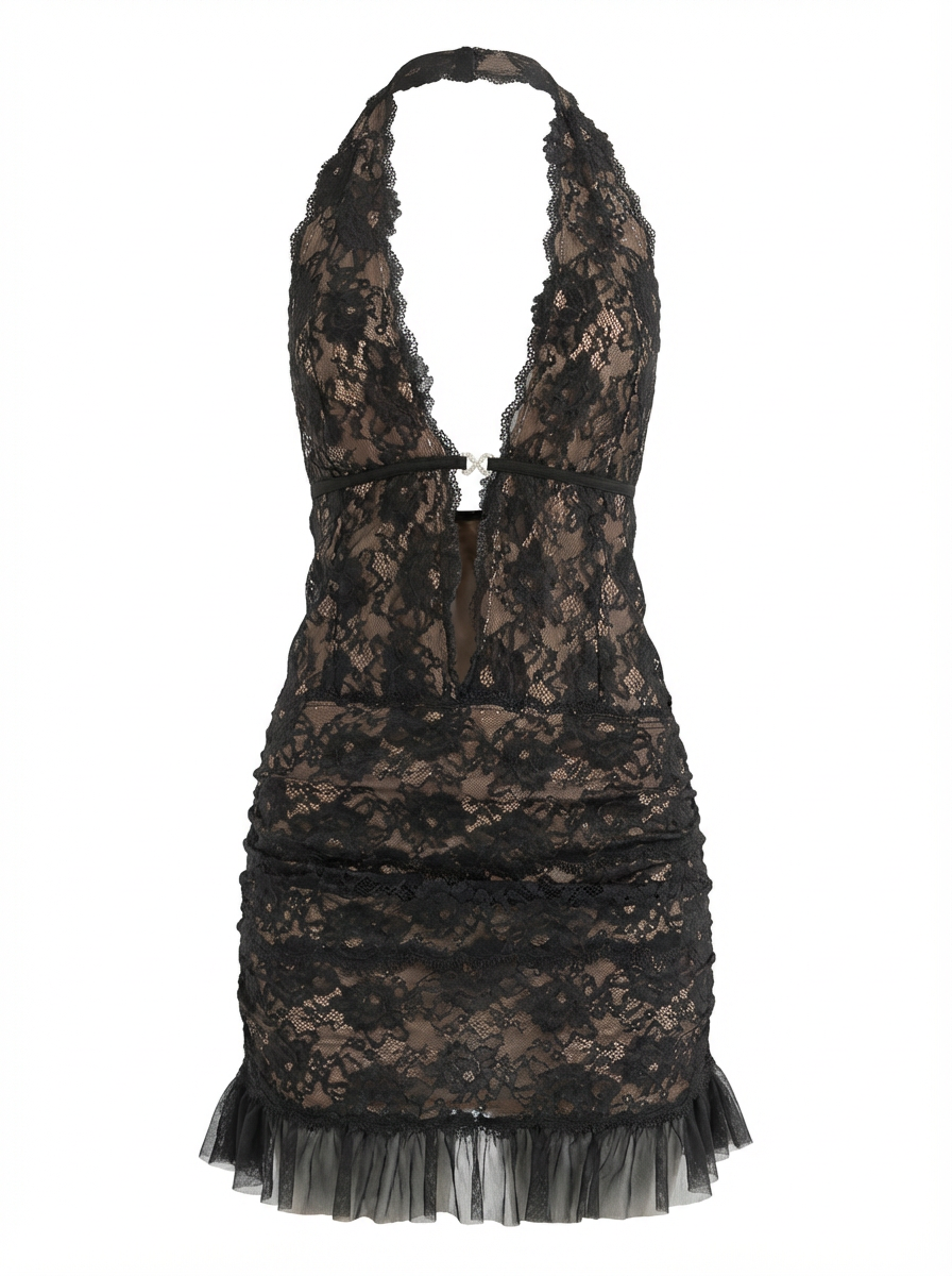 Sheer Lace Mini Dress – 58898