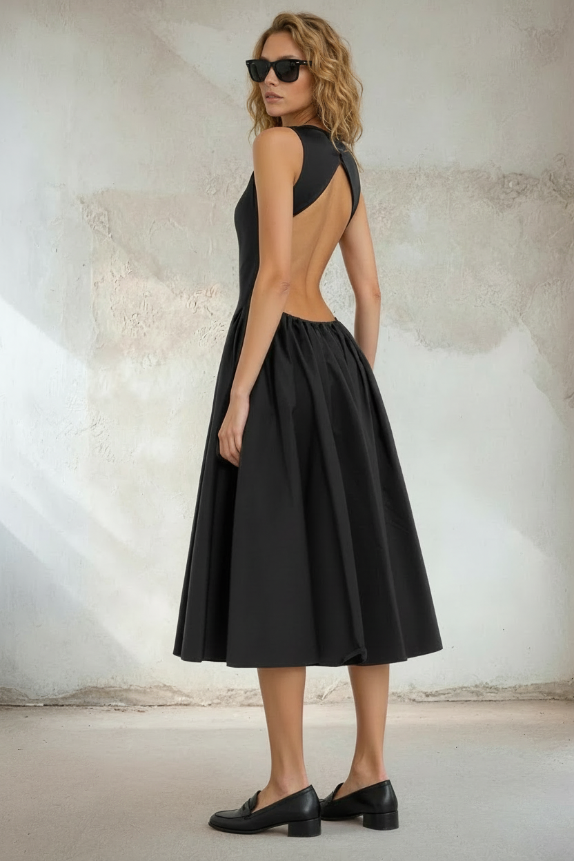 Sleeveless Open-Back Midi Dress – 59331