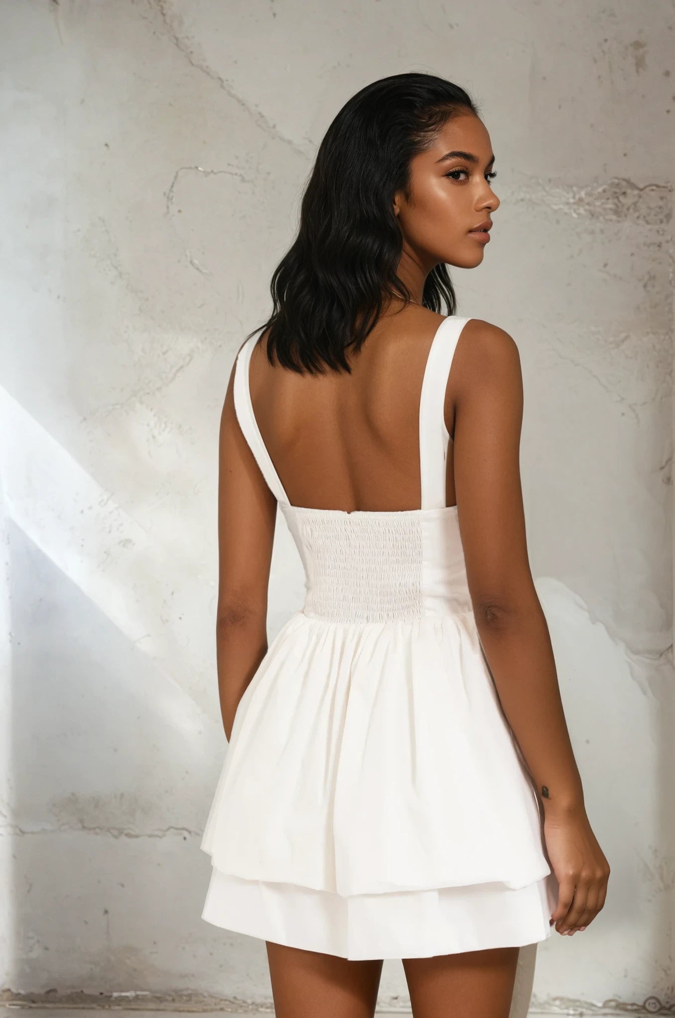 Square Neck Balloon Mini Dress – Graduation & Summer Capsule-59310