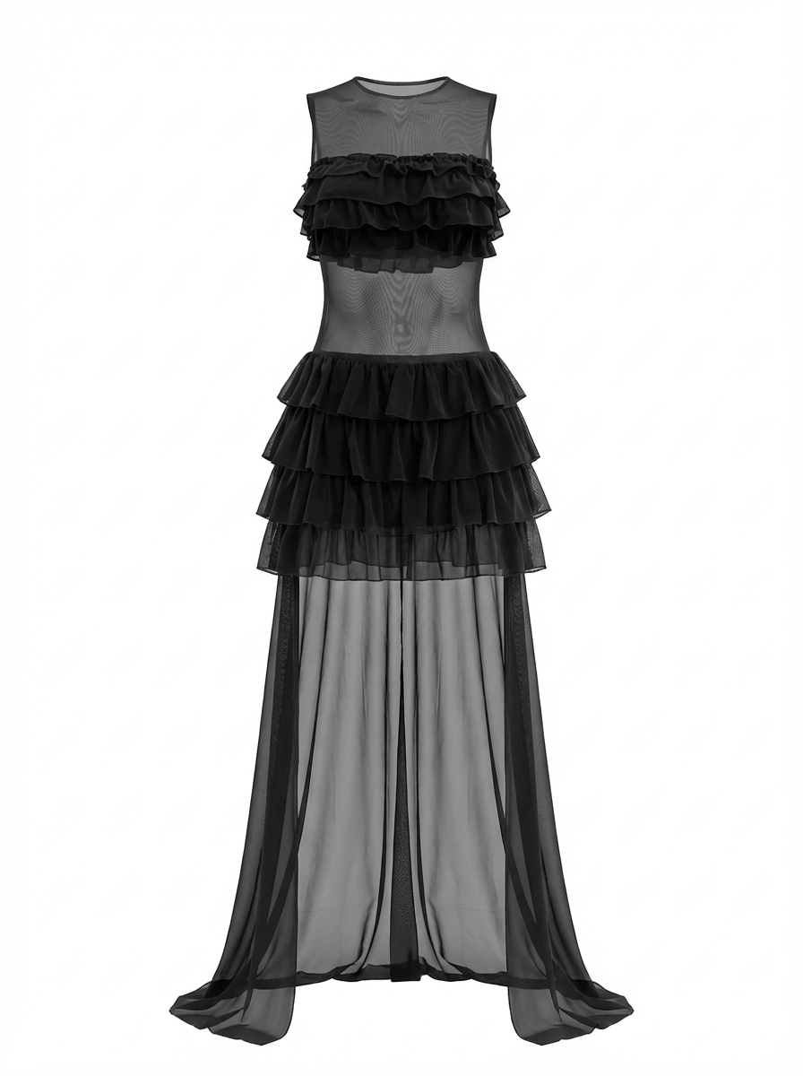 High-Low Ruffled Tulle Dress – 59319