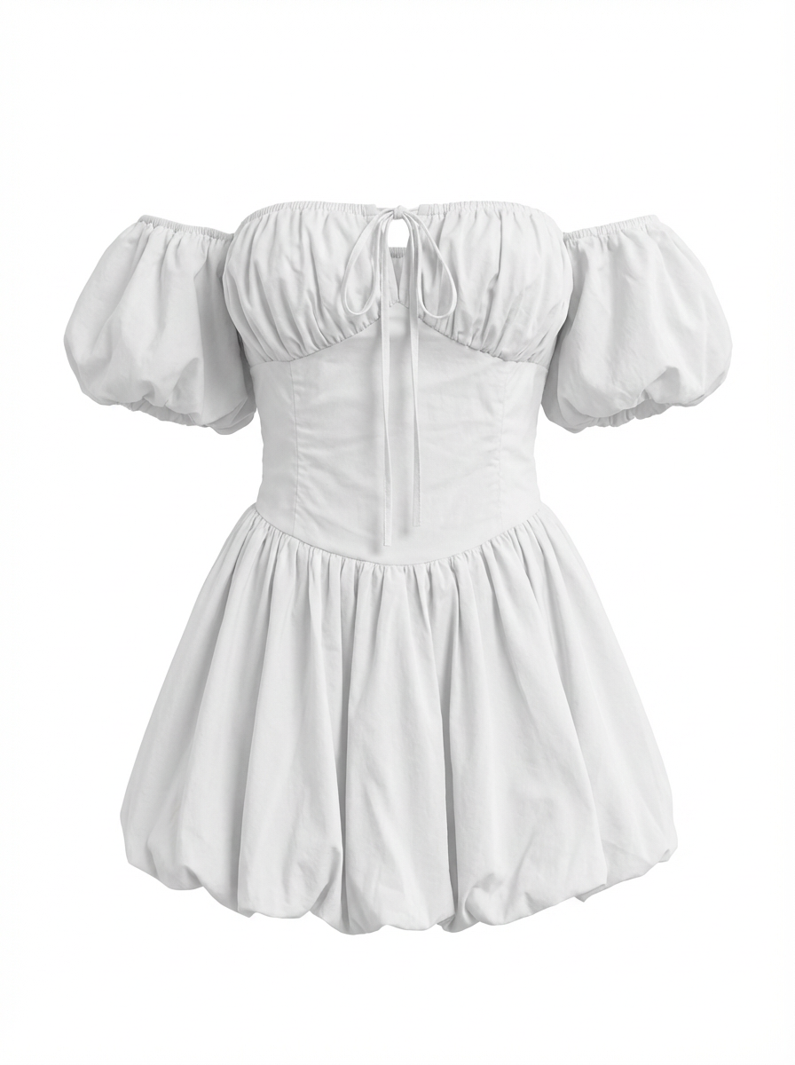 Off-Shoulder Mini Satin Dress – 59288