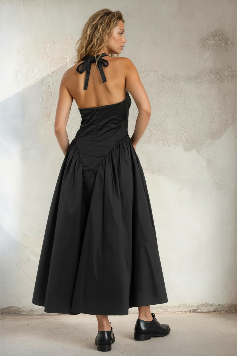Halter Neck V-Neck Midi Dress – 59251