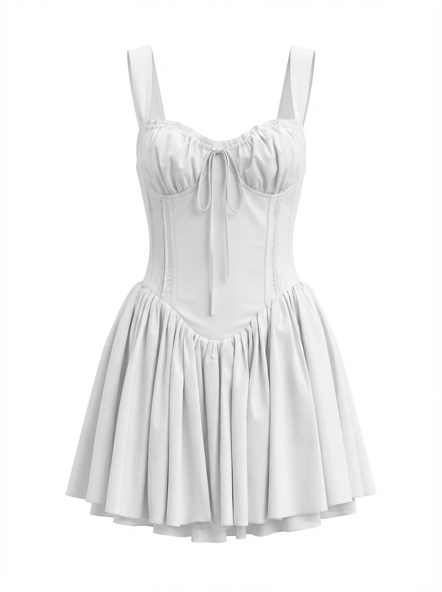 Pleated Detail Strappy Mini Dress – 59068