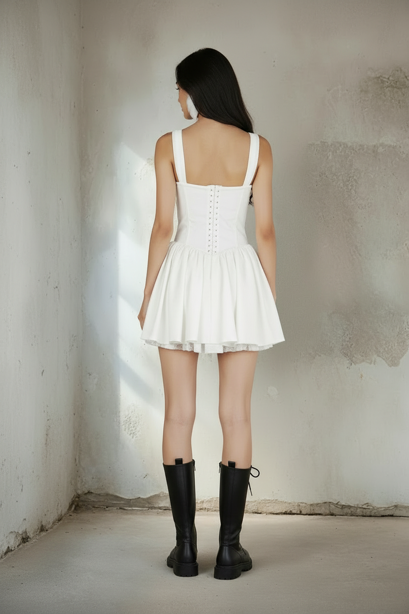Pleated Detail Strappy Mini Dress – 59068