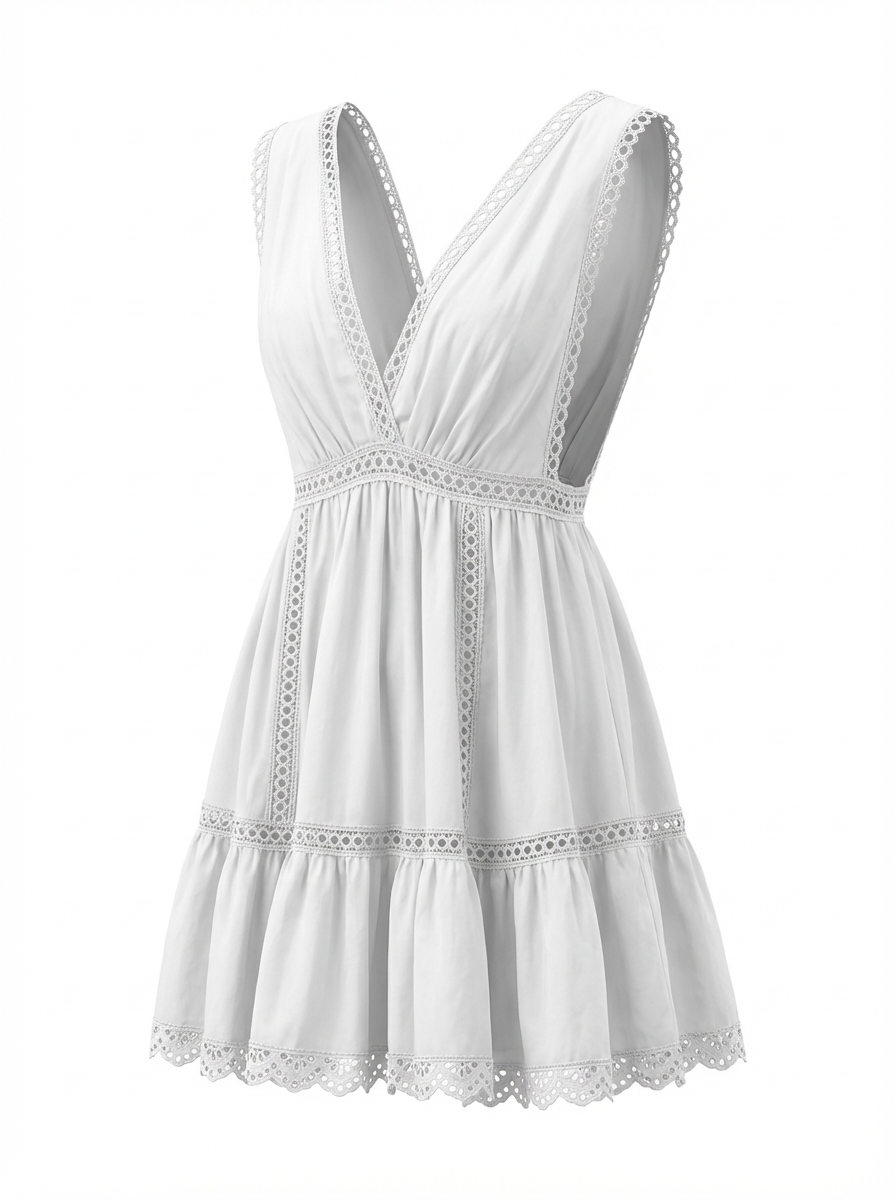 V-Neck Mini Poplin Dress – Graduation & Summer Capsule -59057