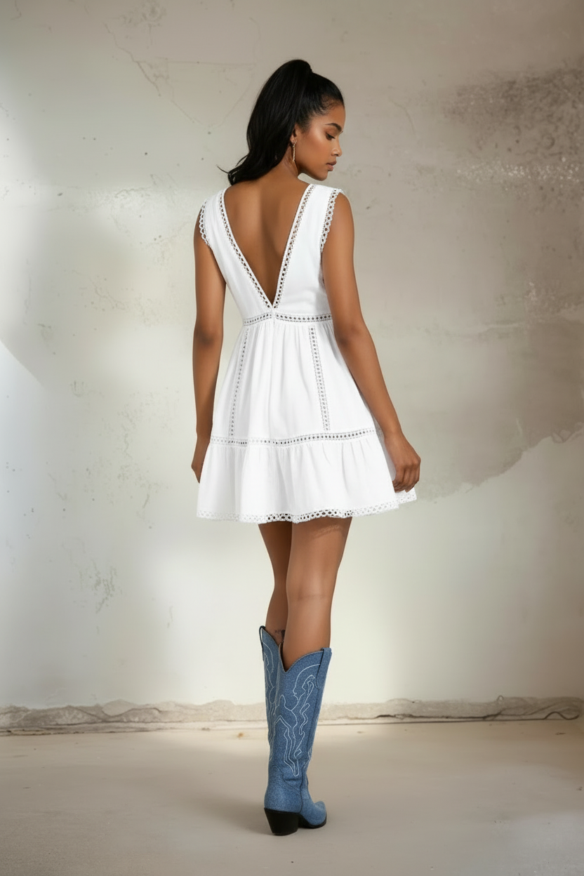 V-Neck Mini Poplin Dress – Graduation & Summer Capsule -59057