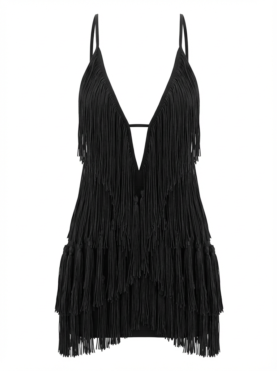 Fringe Detailed Mini Dress – 58674