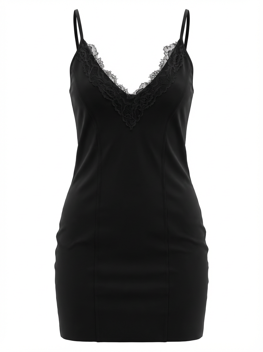 Lace Detail Strappy Mini Dress – 58666