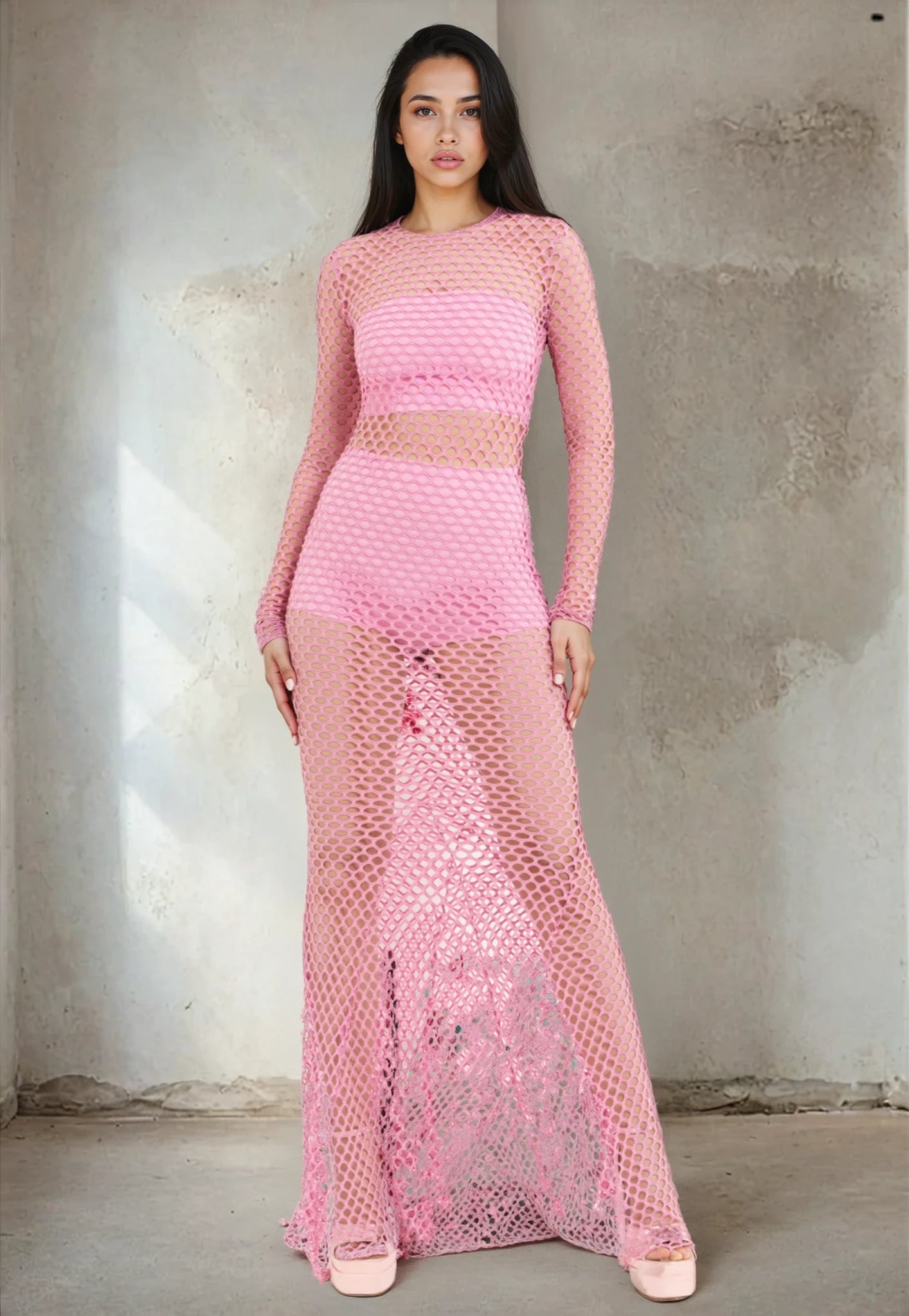 Long Sleeve Maxi Tulle Dress – 59661