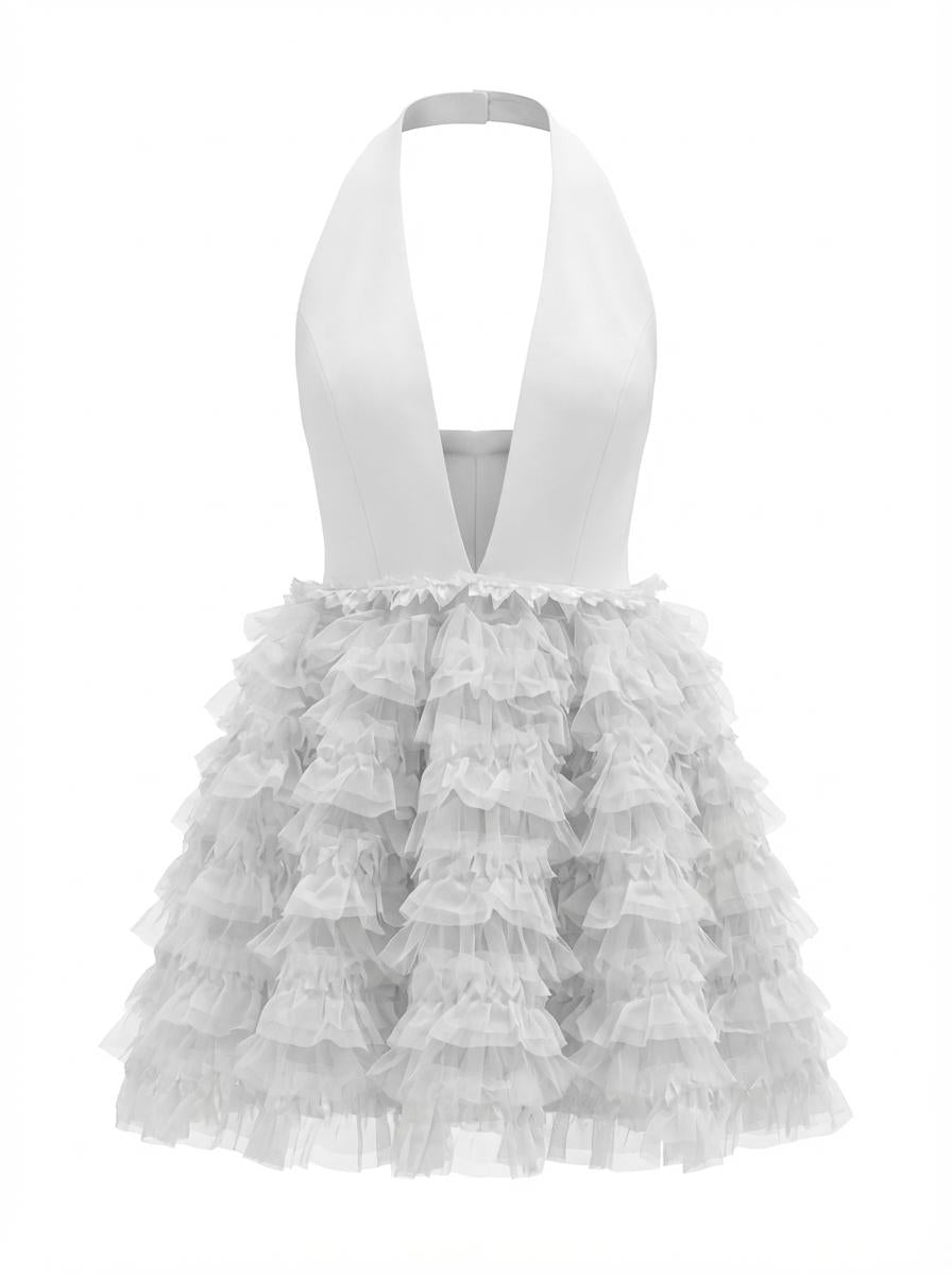Neck-Halter Ruffled Mini Dress – 58448