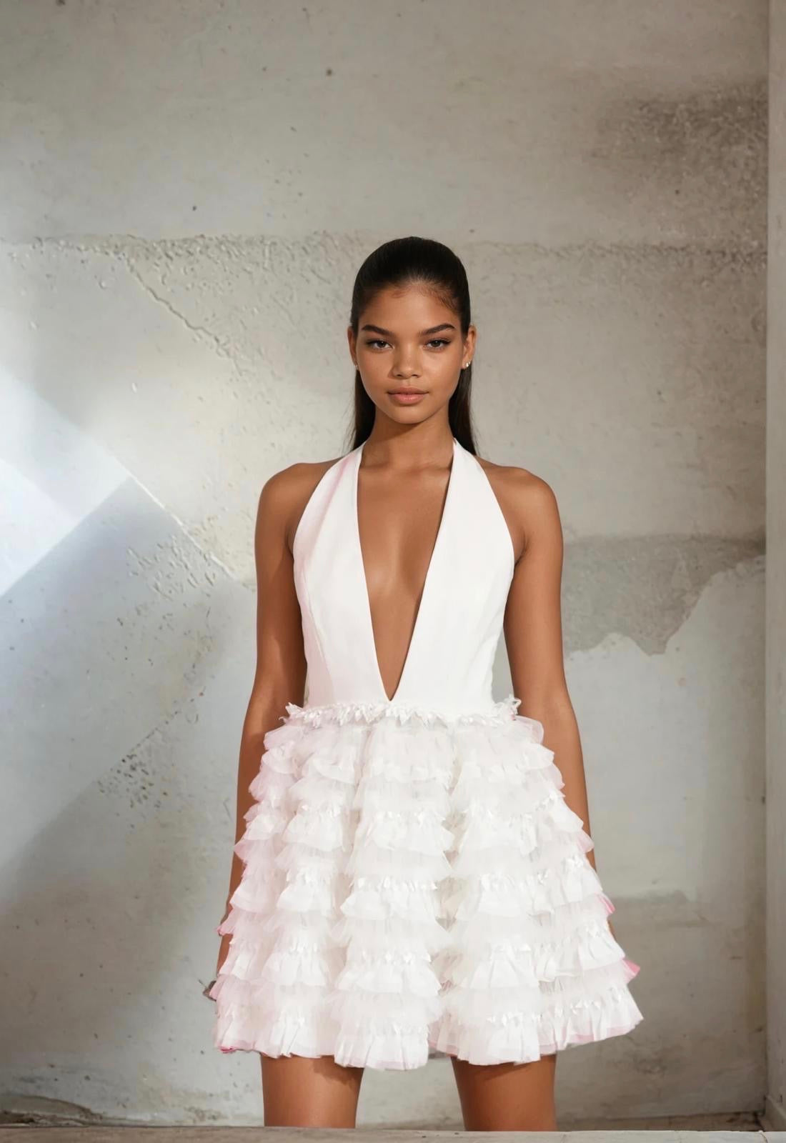 Neck-Halter Ruffled Mini Dress – 58448