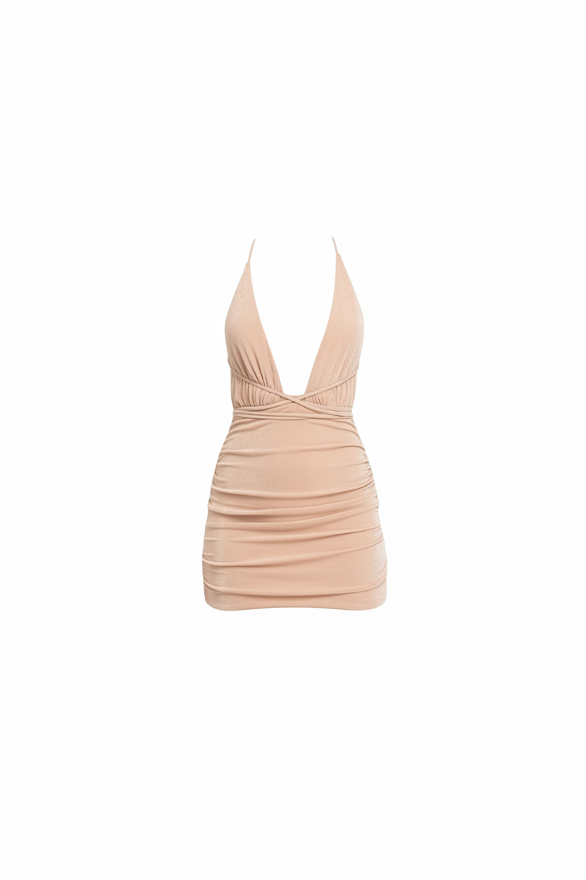 Backless Ruched Mini Dress – 57805