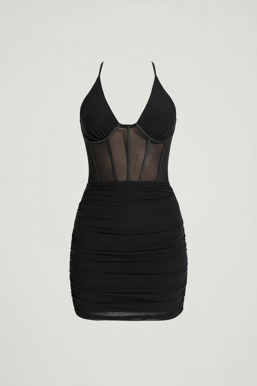 Ruched Mini Tulle Dress – 57415
