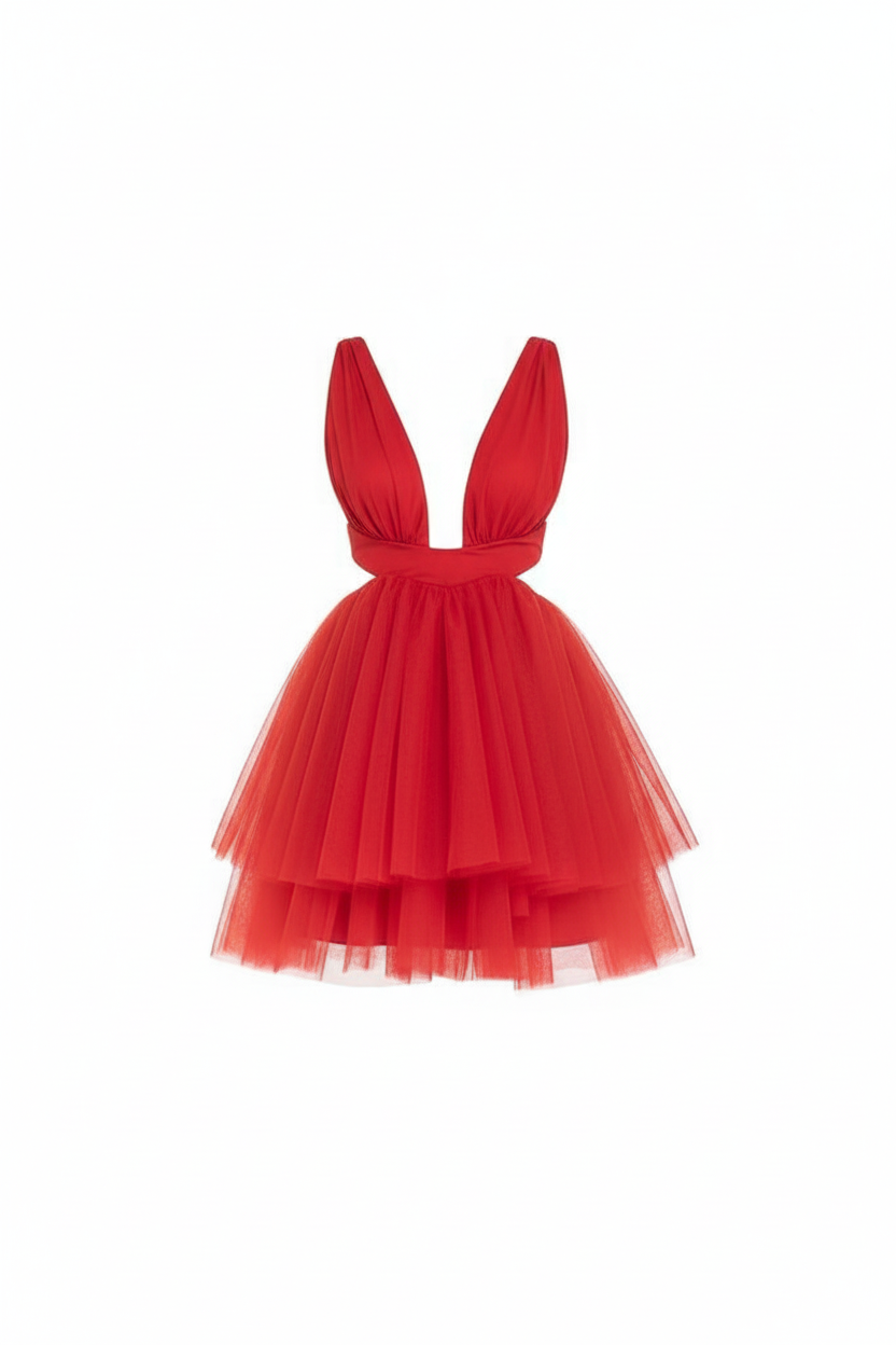 Back Detail Mini Tulle Dress – 57351