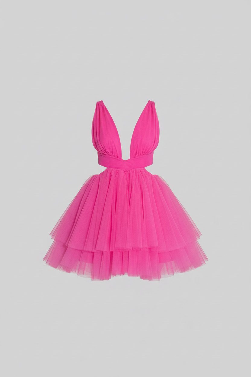 Back Detail Mini Tulle Dress – 57351