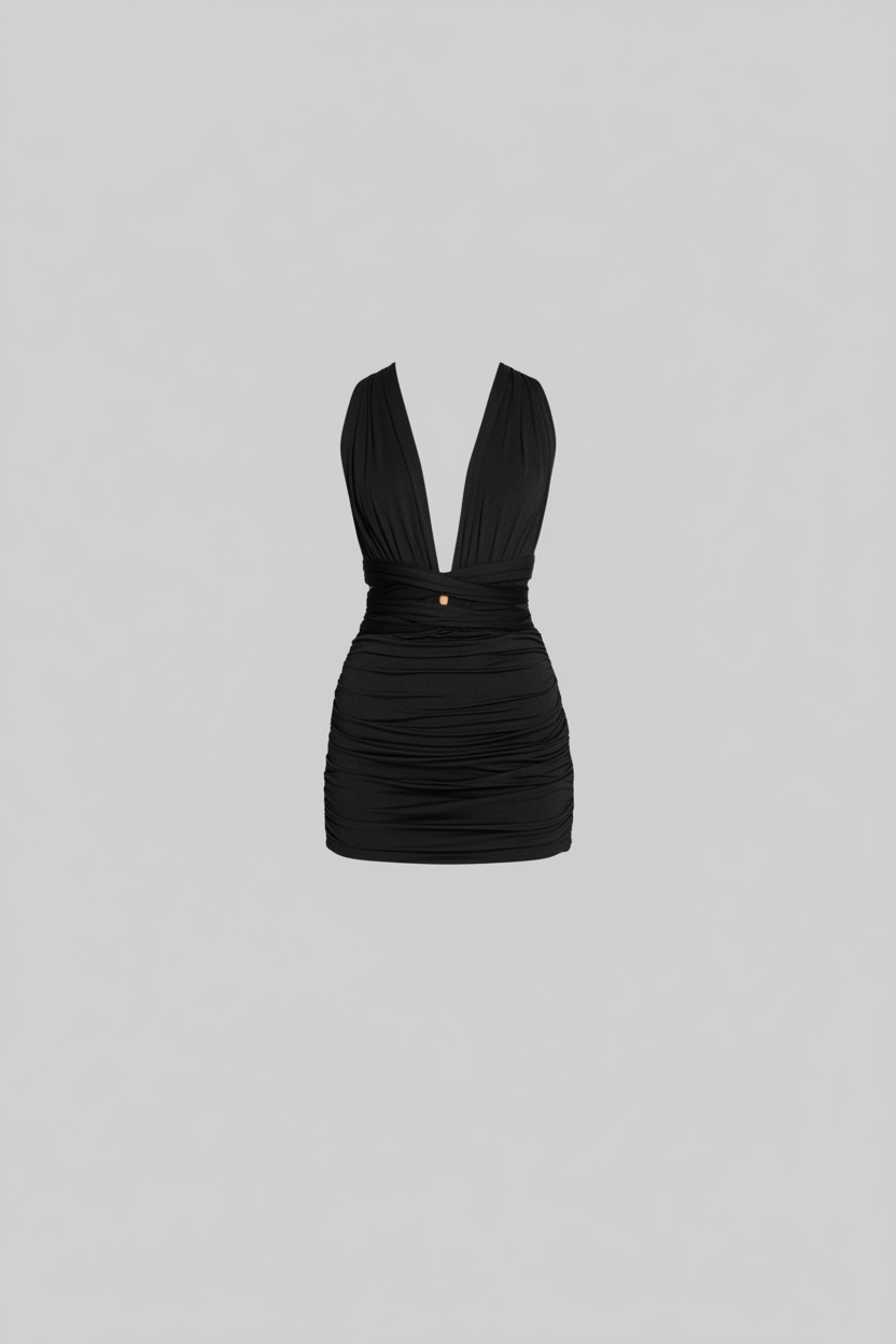 Multi-Tie Ruched Mini Dress – 57218