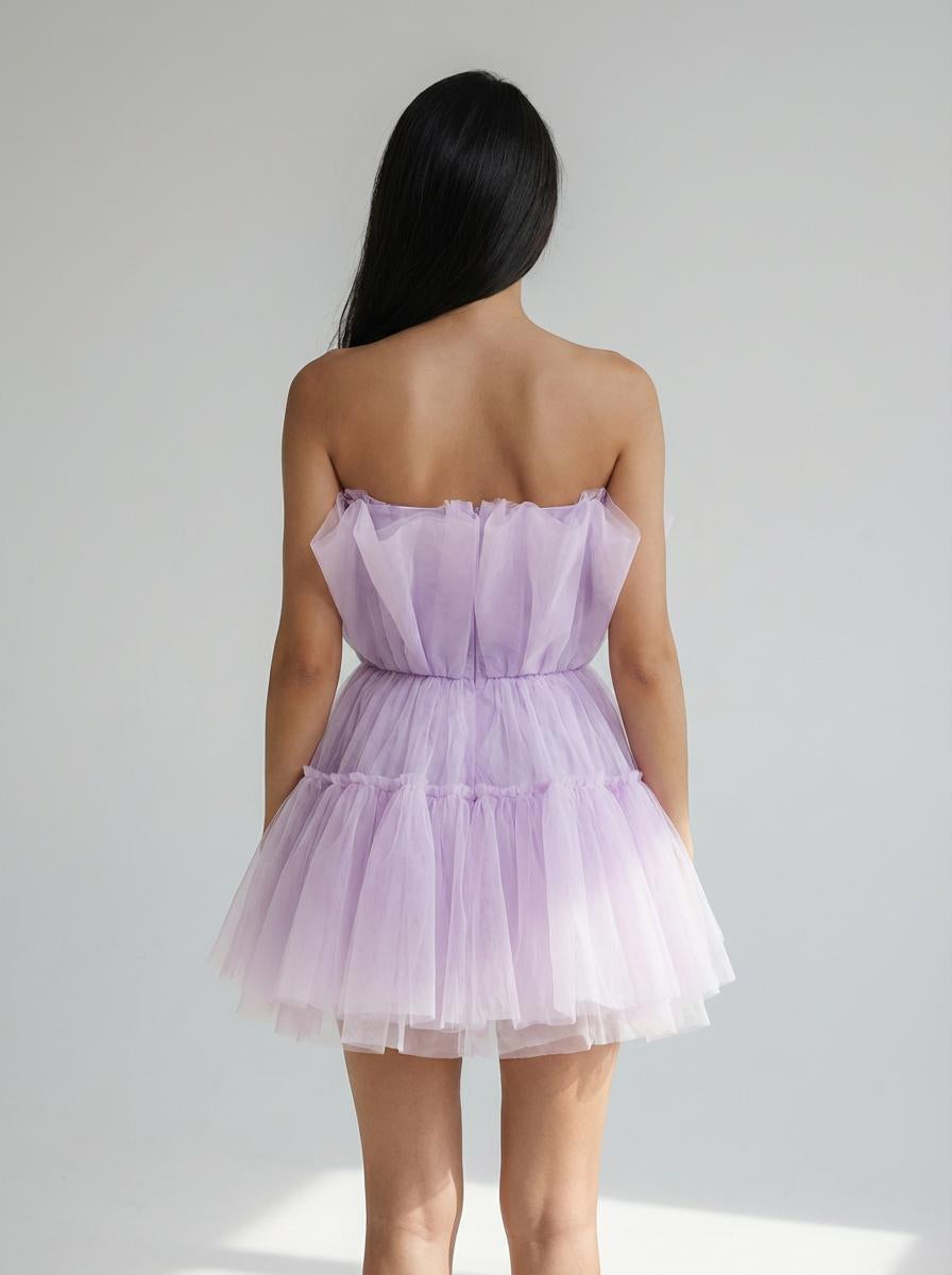 Strapless Tulle Mini Dress – 55775